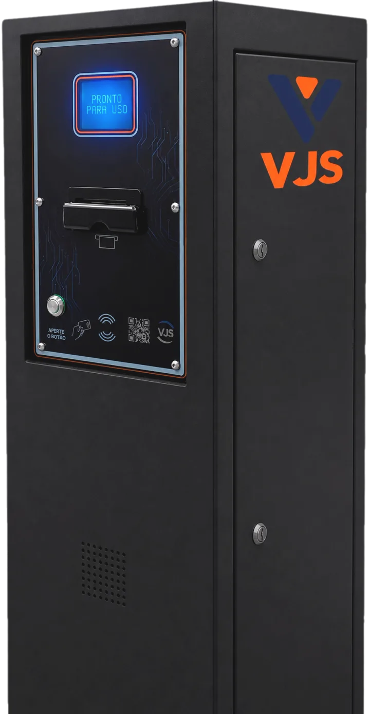 Totem expedidor de ticket VJS para a entrada do estacionamento